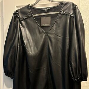 BRAND NEW Jet black soft faux leather shirt by Andrew Marc